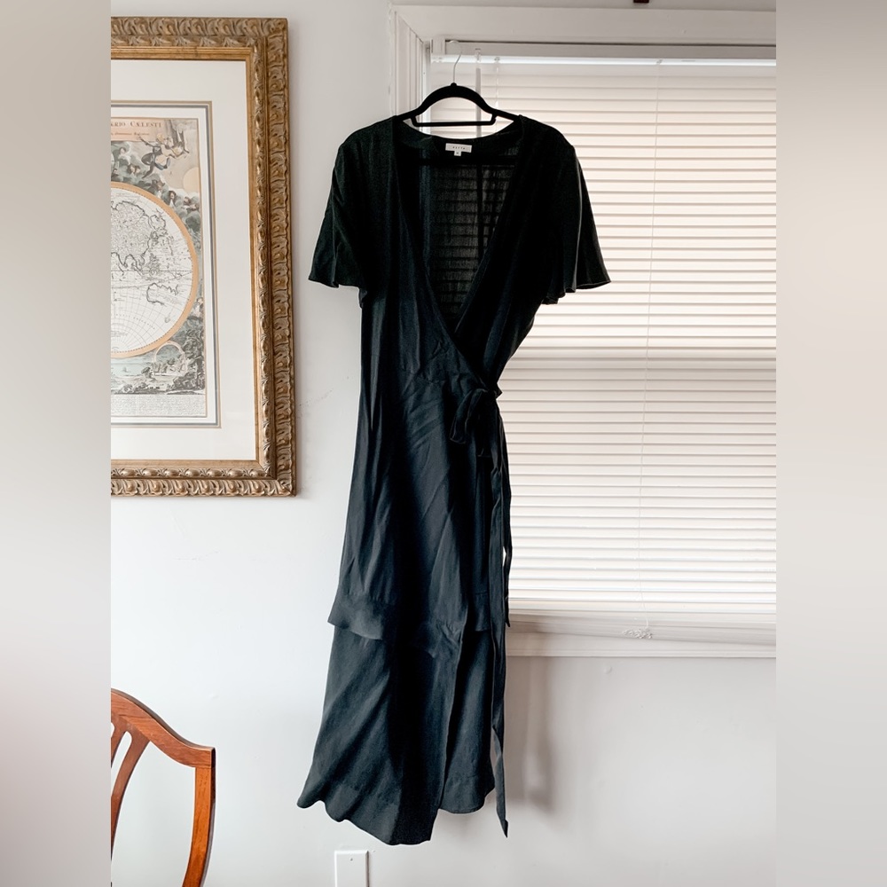 Black Vetta Convertible Flutter Sleeve Wrap Dress